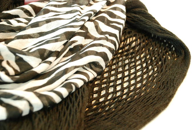 Fashionably Warm - Faded Glory Infinity Scarf – Sketchy Zebra - White Combo 2